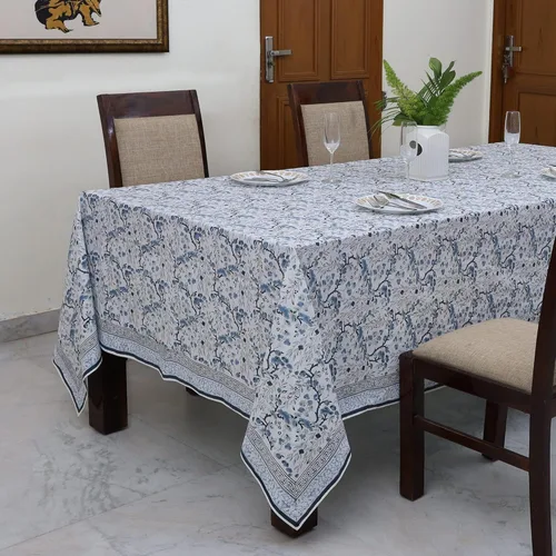 Miniatura 21 de Ridhi Mantel rectangular de algodón con estampado de bloque a mano amarillo mostaza, 102 x 48 pulgadas, reutilizable, decorativo para uso diario