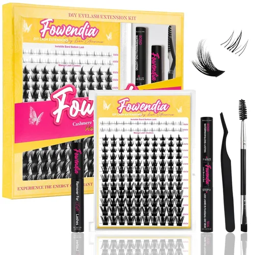 Miniatura 16 de Kit de racimos de pestañas Fowendia Wanna Be 8-18mm, racimos de pestañas de manga de hadas, kit de extensión de pestañas DIY, impermeable, racimos