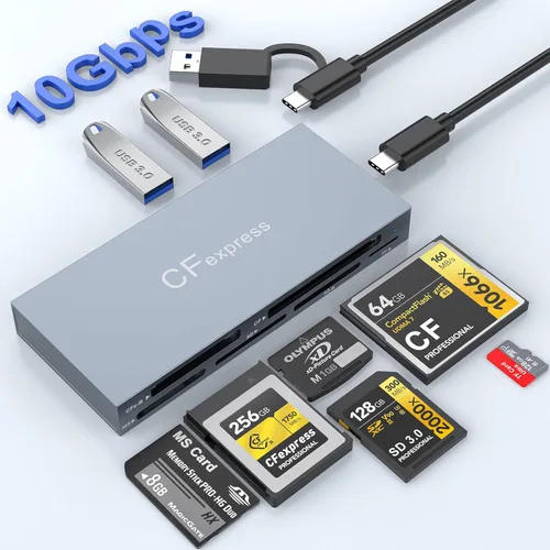 Miniatura 7 de Lector de tarjetas SD USB 3.0, lector de tarjetas de memoria múltiple 7 en 1 para SD SDXC SDHC Micro SD CF MS MMC cámara de memoria Lector