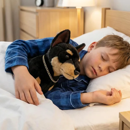 Miniatura 8 de Juguete realista de peluche de perro Doberman – Simulación de 12 pulgadas de pie Doberman noble mascota perro de peluche modelo de cachorro