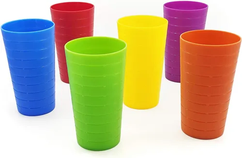 Miniatura 3 de Juego de vajilla de plástico, plato de plástico irrompible y reutilizable, cuenco y vaso juego de 18 colores costeros