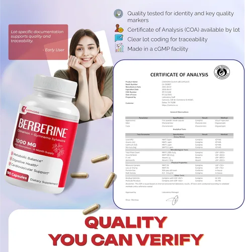 Miniatura 8 de Berberina 1000mg liposomal – 180 cápsulas Canela y Gymnema Máxima absorción para apoyo metabólico, digestivo y cardíaco – Fabricado en Estados
