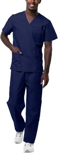 Sivvan Conjunto médico unisex duradero, camiseta clásica con cuello en V y pantalones médicos con cordón para hombres y mujeres, 5 bolsillos