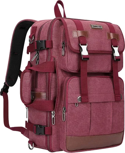 Miniatura 9 de Mochila de lona WITZMAN con puerto de carga USB, mochila grande de viaje, equipaje de mano, apta para laptops de 17 pulgadas, para hombres, Negro