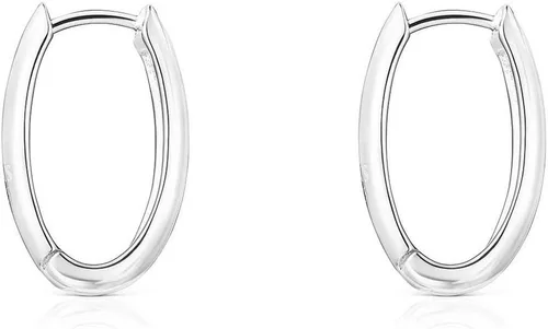 Miniatura 2 de TOUS Basics - Pendientes de aro ovalados de plata de ley, 0.787 in, Plata de ley, no conocido