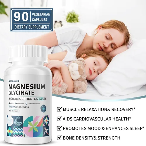 Miniatura 4 de Glicinato de magnesio 400 mg por porción, 100% quelado para una alta absorción, suave para el estómago, sin OMG, 90 cápsulas vegetarianas