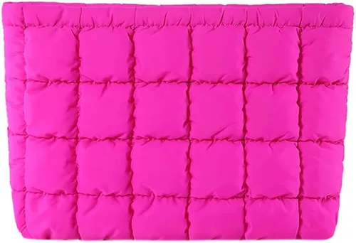 Miniatura 7 de Bolsa de Maquillaje Acolchada Inflada Bolsas de Cosméticos de Viaje Lindo Puffer Sólido Organizador de Artículos de Tocador Bolsa de Almacenamiento