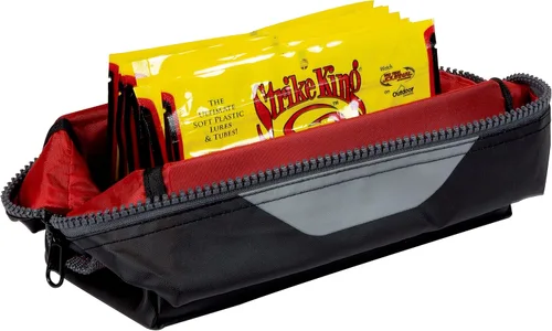 Miniatura 2 de Plano KVD Wormfile Signature Series Speedbag, pequeño, tela recubierta de TPE negro con interior rojo, almacenamiento de pesca suave resistente al