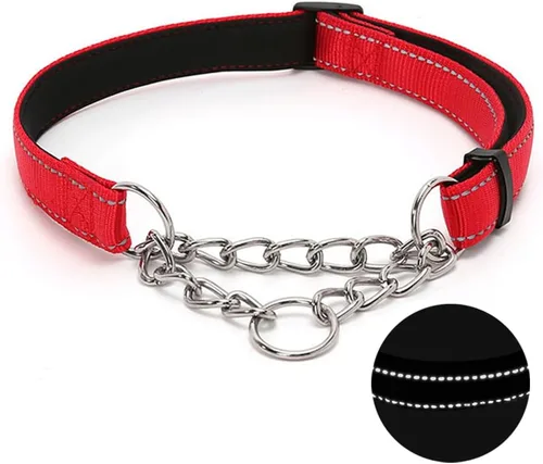 Miniatura 12 de Martingale - Collar para perro con cadena de acero inoxidable, collar reflectante de nailon acolchado suave ajustable, cadena resistente sin Púrpura