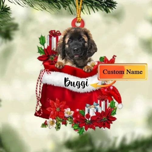 Miniatura 156 de Perro Akita Inu personalizado en bolsa de regalo, adorno de Navidad, nombre personalizado, regalo para amantes de los perros, familia, Navidad