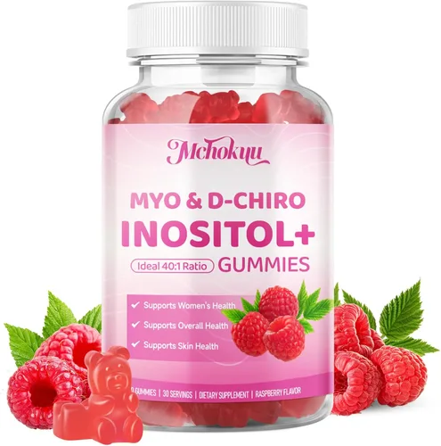 Gomitas de mio-inositol y D-Chiro inositol, suplemento ideal de proporción 40:1 para mujeres con vitamina D3 y B12 para apoyar el equilibrio