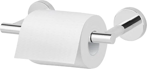 Newfun Soporte de papel higiénico cromado pulido, SUS 304 de acero inoxidable ajustable, doble poste pivotante, soporte de pared para baño Cromo