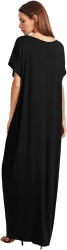 Miniatura 2 de Verdusa - Vestido largo, de manga corta, holgado, con bolsillos, para mujer, casual