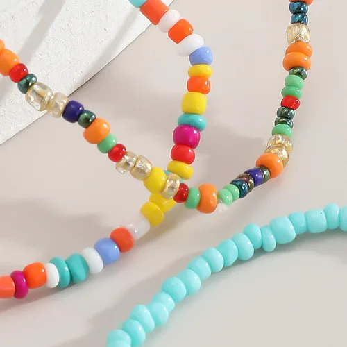 Miniatura 6 de Jumwrit Pulseras de cuentas coloridas para mujer, pulseras elásticas apilables bohemias para adolescentes y niñas