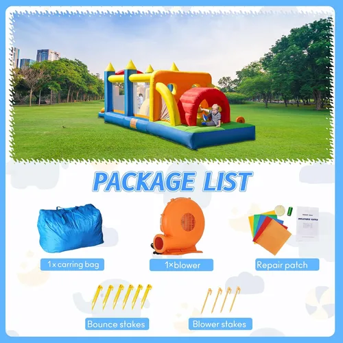 Miniatura 8 de HuaKastro Casa inflable extendida de 20.5 pies de largo para carreras de obstáculos para niños, fiesta de Pascua, con varios obstáculos: túnel