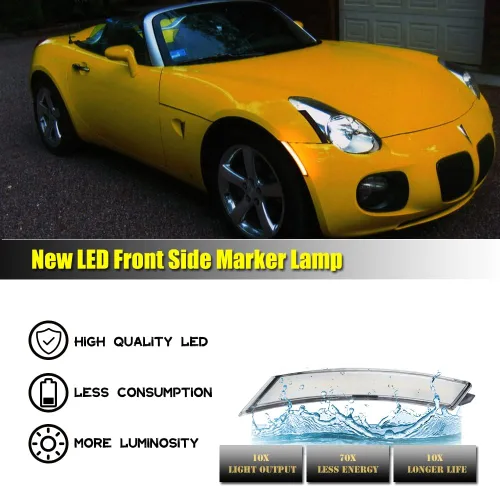 Miniatura 7 de Faros Laterales Delanteros LED de Lente Clara y Ámbar Compatibles con 2006-2010 Pontiac Solstice, 2007-2010 Saturn Sky