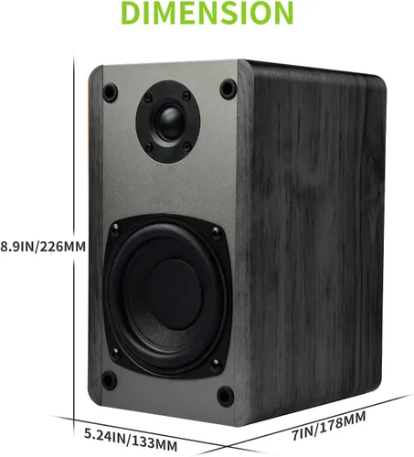 Miniatura 9 de SINGING WOOD Altavoces pasivos T25 de 2 vías para estantería de 60 vatios (30 W x 2) con soporte de montaje en pared preinstalado, acabado de madera