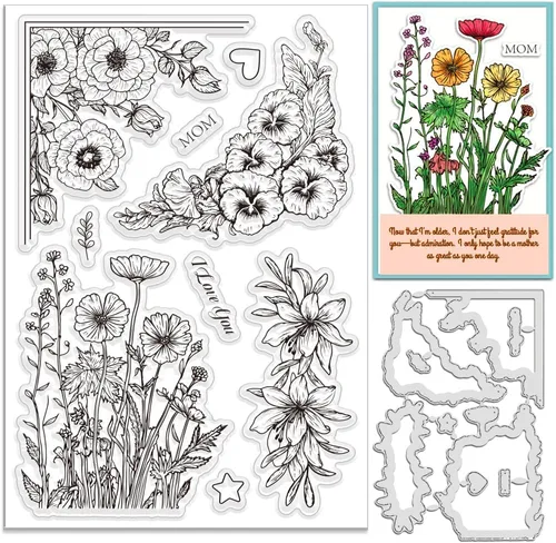 Miniatura 14 de INFUNLY Gnomos - Sellos transparentes y troqueles para hacer tarjetas, palabras, sellos de goma, lindos troqueles de corte de gnomos, bandera