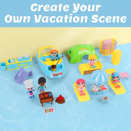 Miniatura 3 de iPlay, iLearn Juego de casa de muñecas para niñas de 3 a 4 años, juego de juguetes de barco con muñecas pequeñas de crucero, casa