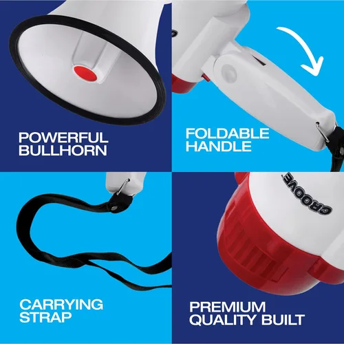 Miniatura 4 de Croove Portable Megaphone - Loud Speaker, Lightweight Bullhorn with Siren Music, Volume Control