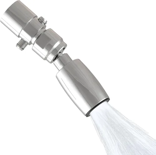 High Sierra Showerheads® - Cabezal de ducha de bajo flujo de metal sólido de 1.25 GPM con válvula de goteo e inserto de nailon protector - Oculta
