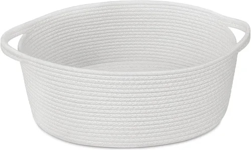 Miniatura 17 de Goodpick Cesta tejida pequeña, linda cuerda rosa, cesta de algodón para bebé, cesta de almacenamiento para habitación de guardería, caja de juguetes