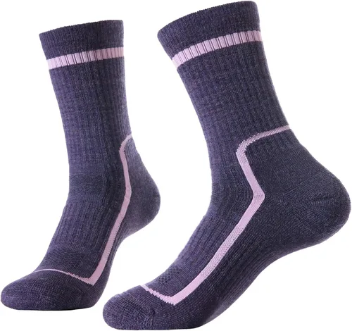 Miniatura 4 de SOLAX Calcetines de lana merina para senderismo y caminar para mujer, para senderismo, exteriores, acolchados, transpirables, paquete de 3