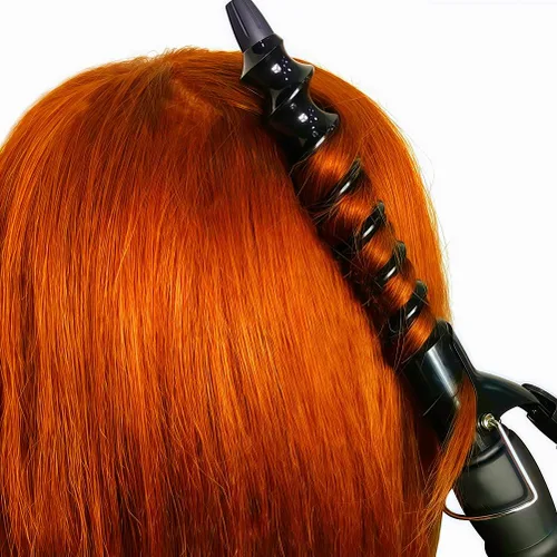 Miniatura 4 de Rizador de cerámica de 1.25 pulgadas para rizos y ondas hinchables, doble voltaje para viajes, barril largo para cabello corto y largo