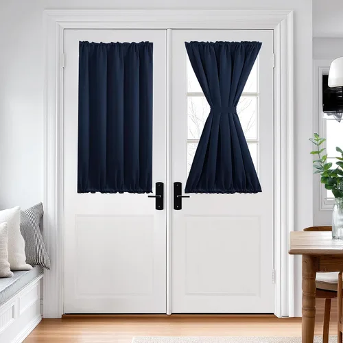 Miniatura 45 de Cortina térmica para puerta con bolsillo para barra, opacas, tratamiento de ventanas con ojales y ojales Deconovo 1 panel