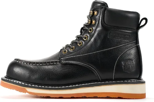 Miniatura 2 de 6in Mens Moc Toe Steel/Soft Toe Work Boots for Men,Comfortable Mens Safety Work Boots,Oil/Slip Resistant,Indestructible Steel Toe Shoes Industrial