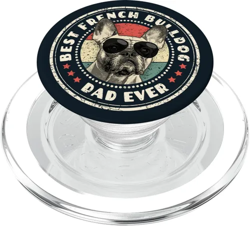 Miniatura 7 de Best Frenchie Dad Ever Retro French Bulldog Lover Owner Dad PopSockets intercambiable PopGrip