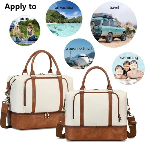 Miniatura 43 de CAMTOP - Bolsa de viaje de fin de semana para mujer, bolsa de lona con espacio para laptop de15.6 pulgadas