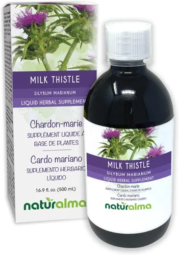 Miniatura 9 de Naturalma Cardo mariano (Silybum marianum) Tintura sin alcohol de frutas y hierbas, extracto líquido de 4 onzas líquidas en gotas, suplemento