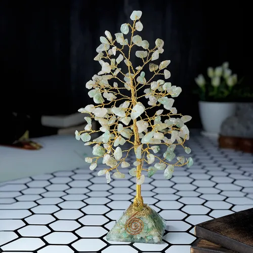 Miniatura 3 de Árbol de la vida de jade verde, base de pirámide de piedras preciosas de jade, árbol de cristal para energía positiva, Feng Shui, buena suerte, Base