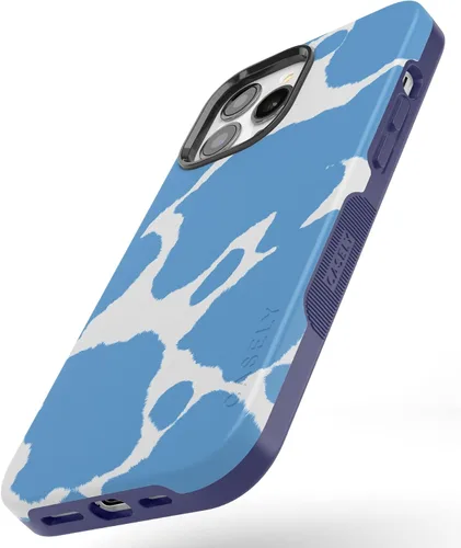 Miniatura 2 de Casely Funda para iPhone 13 Pro Estado de Ánimo Actual Estampado de Vaca Azul Claro Compatible con MagSafe Diseño de Protección Audaz