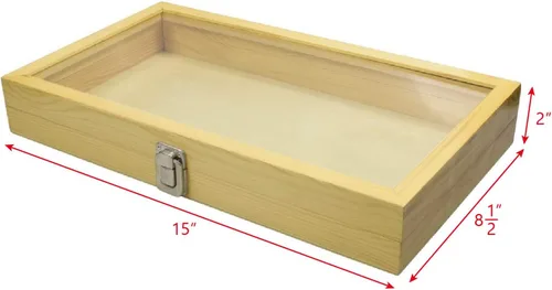 Miniatura 2 de Alhajerocaja para almacenar cuentas con tapa de vidrio templado y terciopelo negro. Caja de muestra de medallas, premios, alhajas y cuchillos.