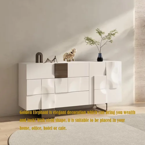 Miniatura 5 de Estatuas de elefante dorado, decoración del hogar de Feng Shui para sala de estar, figuras de elefantes, coleccionables, decoración de regalo