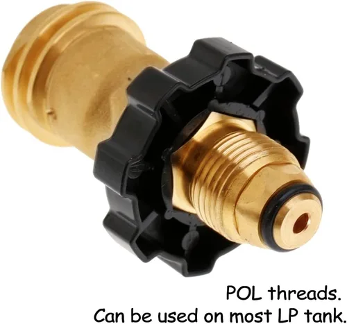 Miniatura 2 de Uenede Adaptador de tanque de propano de latón con llave que convierte la válvula de servicio del tanque POL LP en manguera QCC1/Type1 o Regualtor