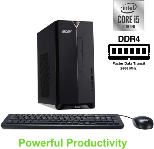 Miniatura 2 de Acer Aspire TC-895-UA92 - Procesador Intel Core i5-10400 de 6 núcleos, 12 GB 2666 MHz DDR4, 512 GB NVMe M.2 SSD, 8X DVD, 802.11ax Wi-Fi 6, USB 3.2