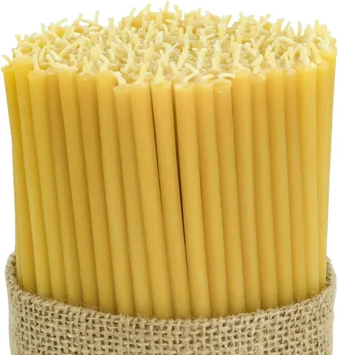 Miniatura 8 de DEYBBY Velas de cumpleaños de cera de abejas, paquete de 40 velas delgadas de cera de abeja de 7.3 pulgadas, velas sin goteo y sin humo