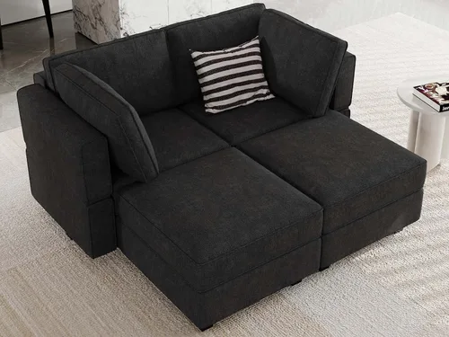 Miniatura 12 de Belffin - Sofá seccional modular con cama oculta, sofá seccional convertible para sala de estar. Sofá color gris claro