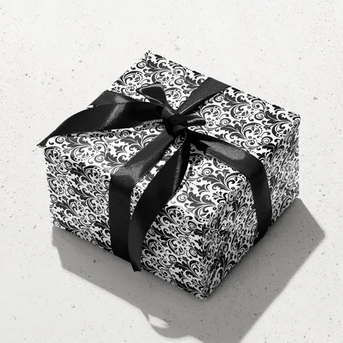 Miniatura 4 de LDGOOAEL Mini rollo de papel de regalo pequeño y corto, diseño reversible (17 pulgadas x 32.8 pies), damasco negro para vacaciones, día de la madre