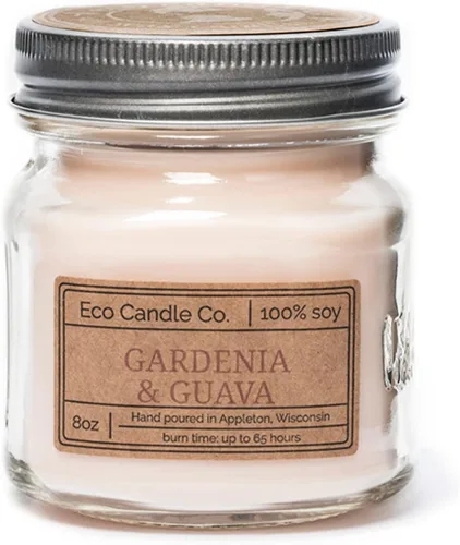 Miniatura 7 de Eco Candle Co. Vela Reciclada, Gardenia y Guayaba, 6 oz. – Aromas de Gardenia, Jazmín, Guayaba y Verdes Tropicales – 100% Cera de Soja, Sin Plomo