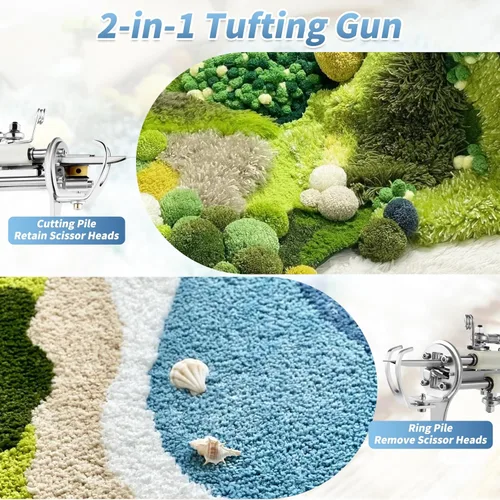 Miniatura 2 de Kit de pistola de copeteo con cortadora de alfombra, pistola de alfombra con tijeras de copeteo, pistola de copeteo 2 en 1 de corte y bucle, kit