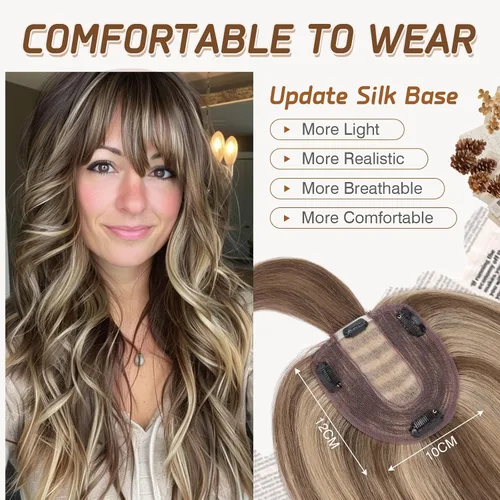 Miniatura 104 de Rich Choices Pelucas con topper de cabello para mujeres, cabello humano real 100% Remy, sin flequillo, para mujeres con adelgazamiento en la parte