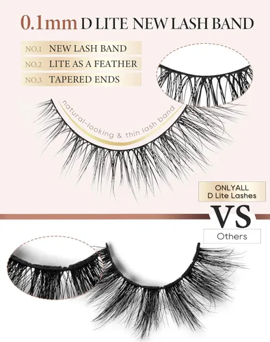 Miniatura 6 de Onlyall Pestañas naturales, pestañas postizas de aspecto natural, pestañas postizas suaves y esponjosas, 7 pares D1 natural (0.23-0.51 pulgadas)