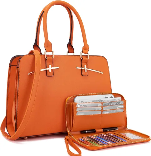Miniatura 9 de Carteras para mujeres, bolso cartera monedero tote bandolera hobo con asa superior tipo satchel, juego de carteras de 2 piezas con 3 compartimentos