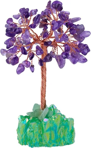 Miniatura 16 de Mookaitedecor - Árbol de cristal con base de cuarzo, bonsái para la riqueza y buena suerte