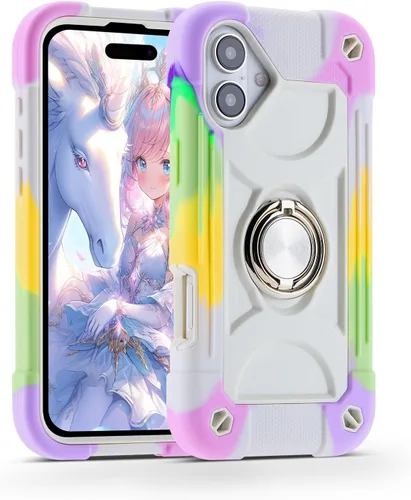 Miniatura 74 de MARKILL Funda compatible con iPhone 15 de 6.1 pulgadas con soporte integrado, [grado militar resistente de cuerpo completo] protección contra Rosa