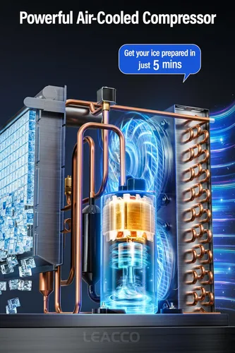 Miniatura 3 de Máquina comercial para hacer hielo 600LBS/24H, máquina de hielo industrial de 1200 W con contenedor de almacenamiento de acero inoxidable de 400